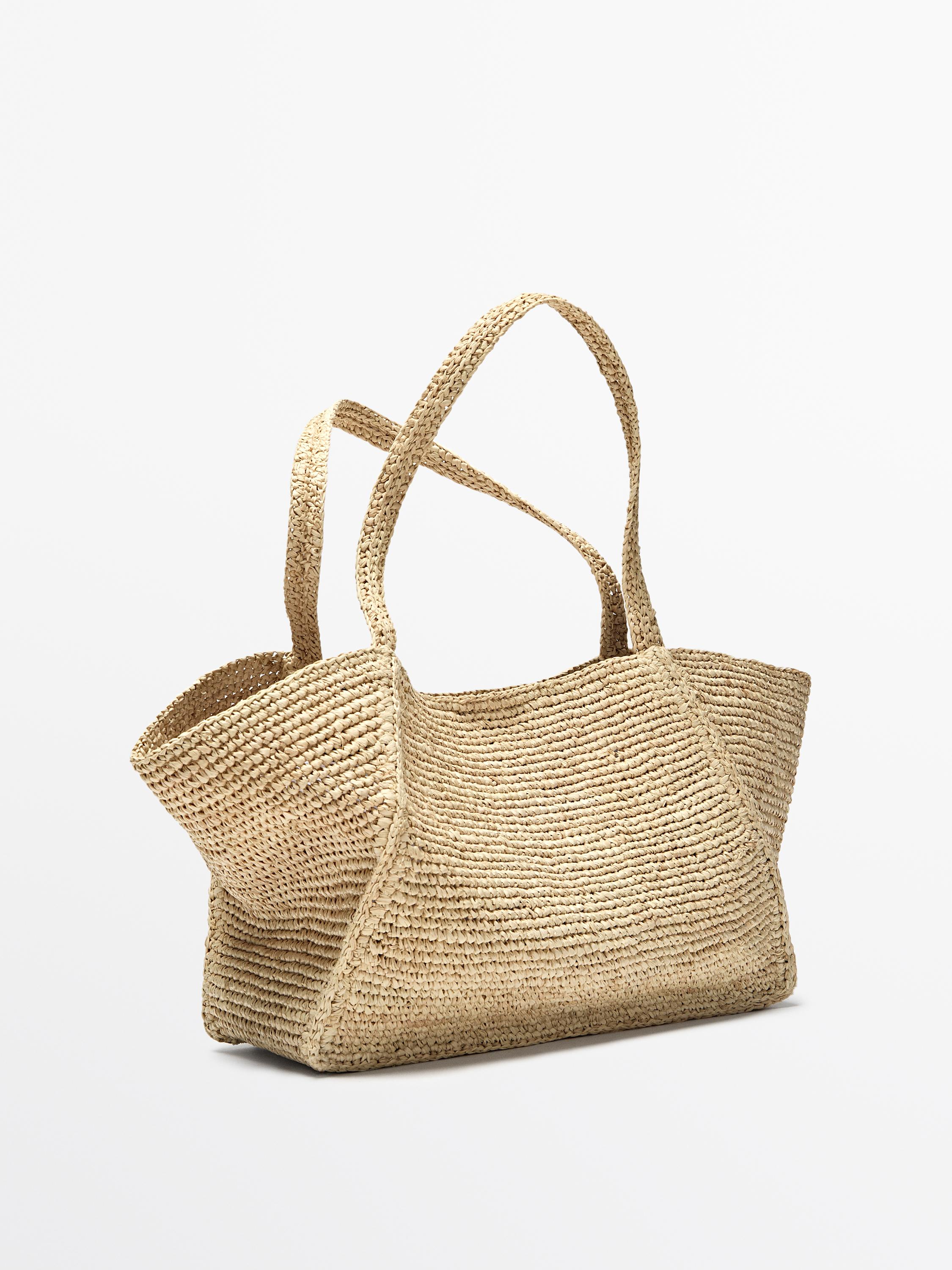 Tote bag moyen format 100 % raphia